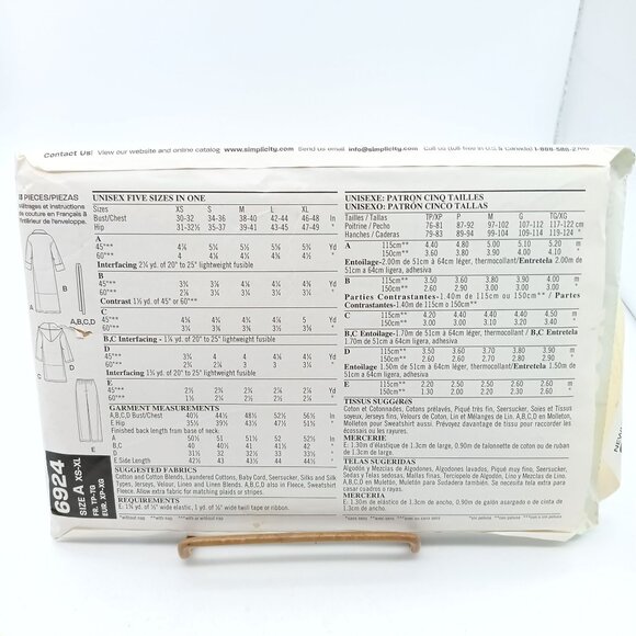 New Look Unisex Pajamas & Robe Sewing Pattern 6324 Sizes XS-XL 2009 - Picture 2 of 2